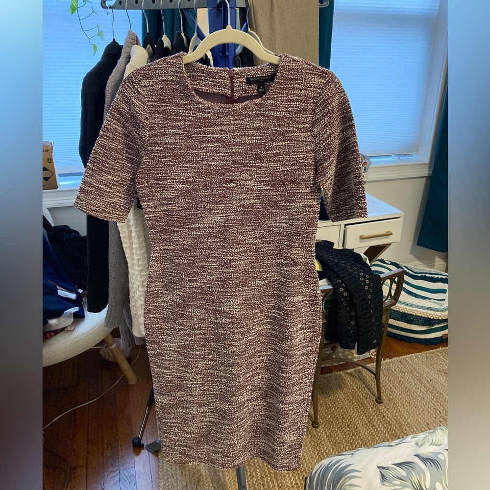 Banana Republic Factory Burgundy & White 3/4 Sleeve Dress - SIZE 4